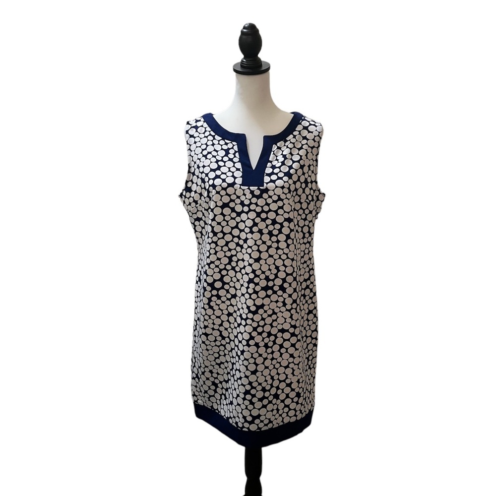 Amanda lane, Navy/White Polka Dot Sleeveless Dress, Size 14P